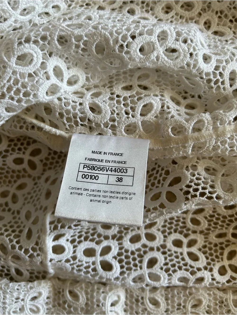 CHANEL 2018 Greece Ivory Lace Long-Sleeve Blouse 38